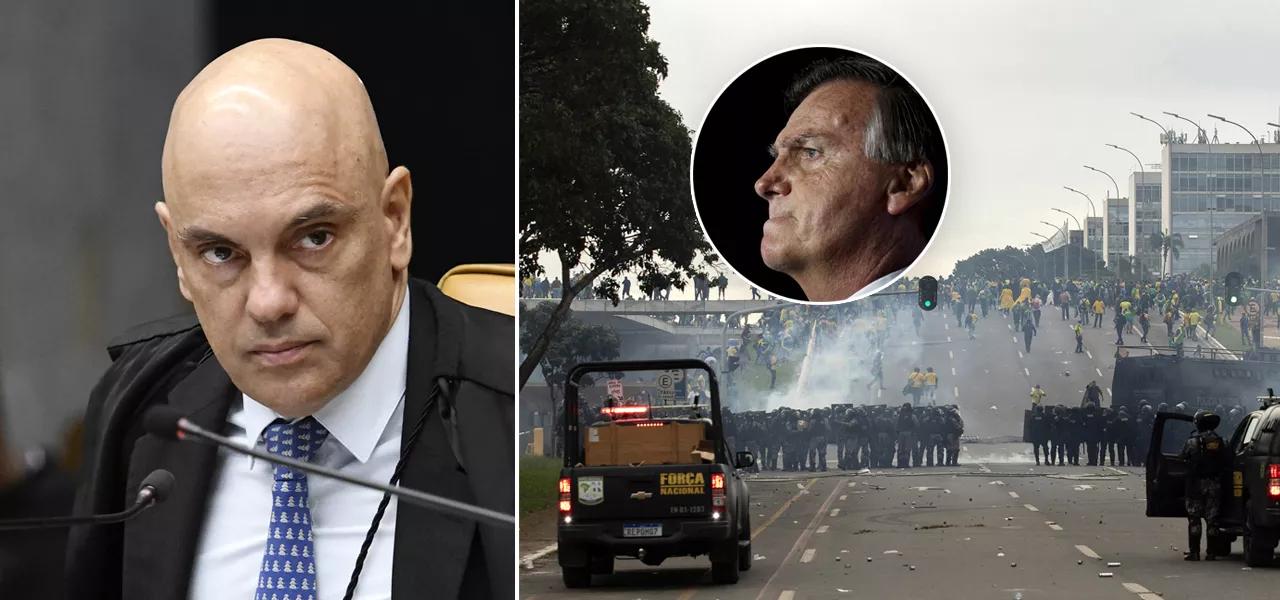 Alexandre de Moraes, invasores em Brasília em 8 de janeiro e Bolsonaro