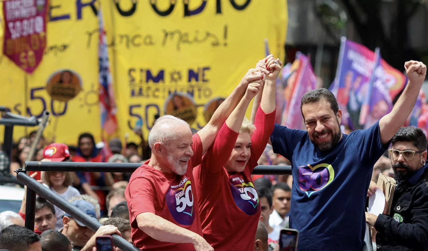 Presidente Lula em ato de campanha com o candidato a prefeito Guilherme Boulos e sua candidata a vice, Marta Suplicy, em São Paulo, SP, 05/10/2024